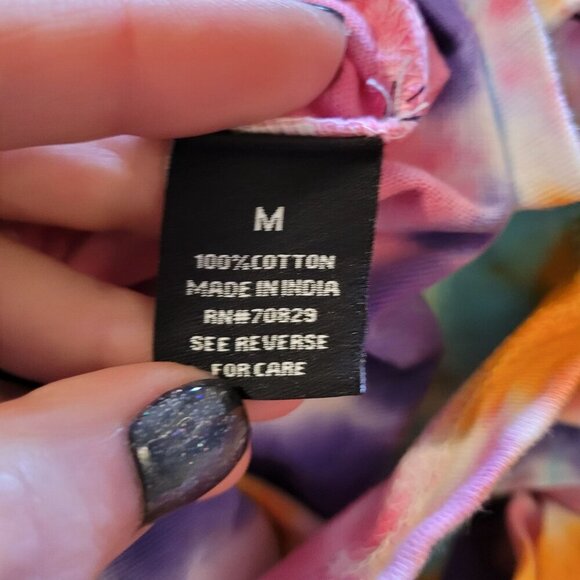 Rue 21 womens medium tie dye rainbow drip smiley Trippin Graphic embellished - Picture 4 of 8